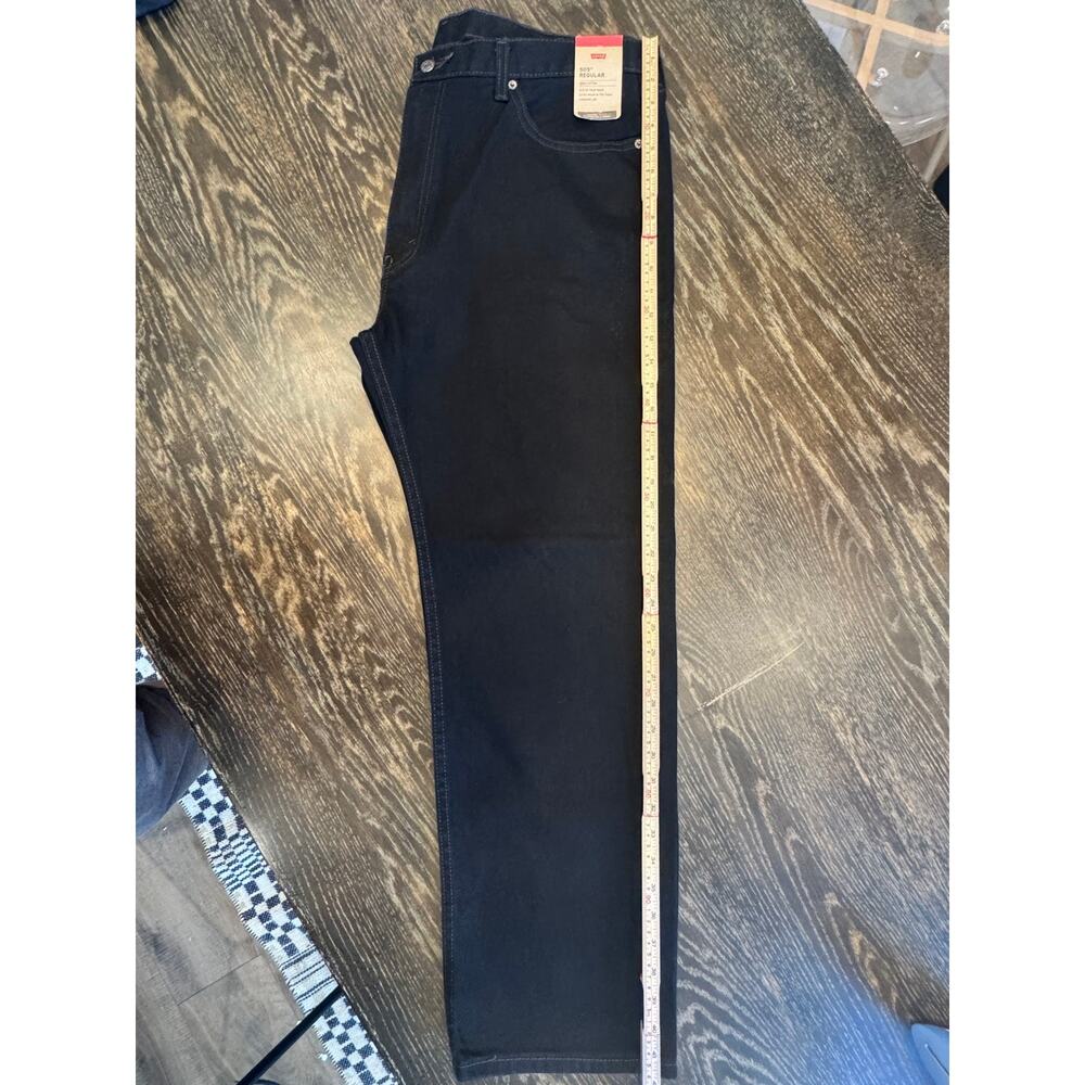 Levis 505 Jeans Mens 40x30 Black Dark Wash Regular Fit Straight Leg Denim NWT - Picture 11 of 16